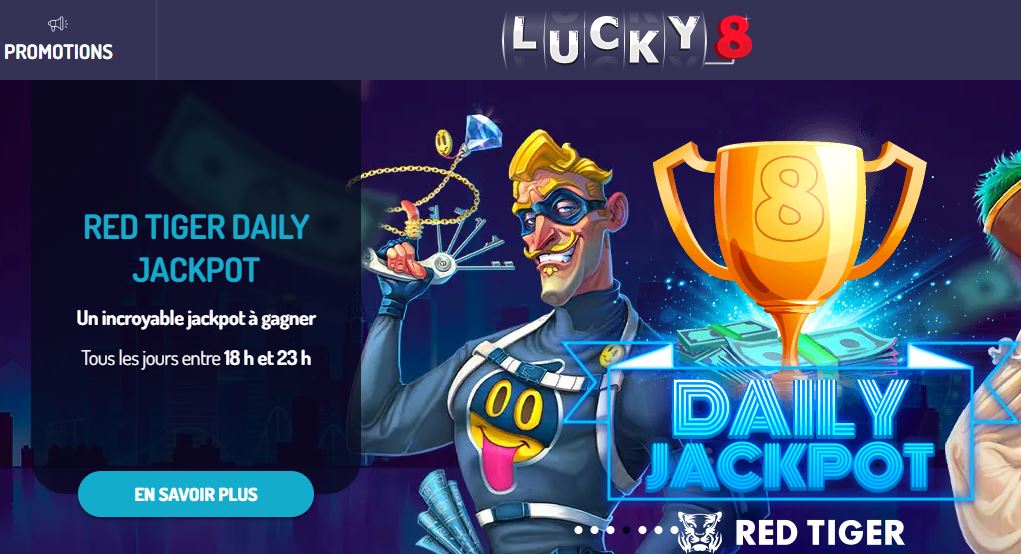 Red Tiger Daily Jackpot: un gain de 46 000€ sur Lucky8 Machinesasous.net